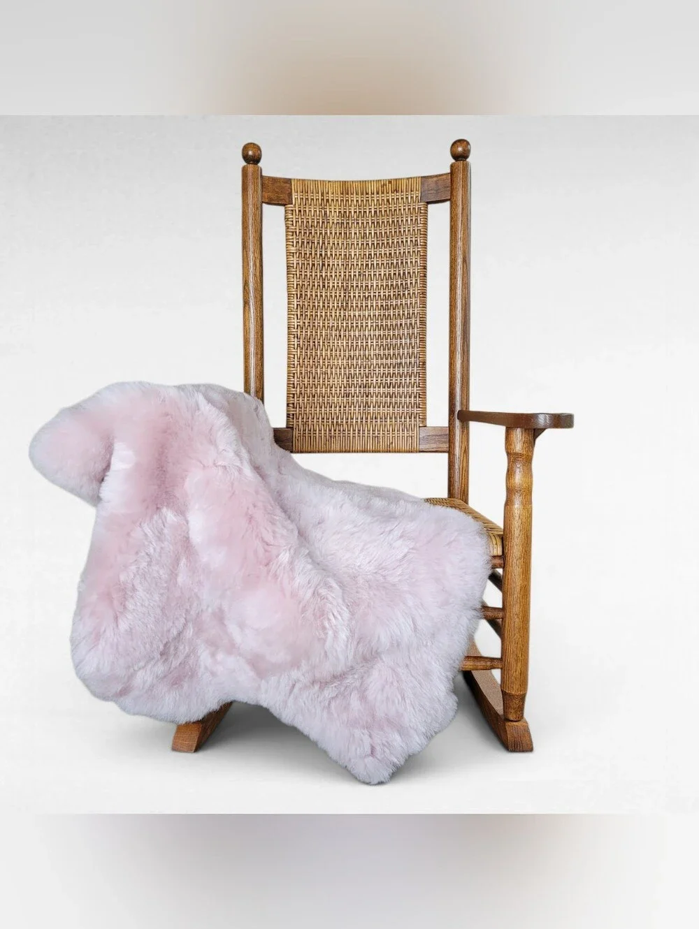 Plush Icelandic Double Lambskin - Light Pink Fur Rug or Cozy Soft Sofa Throw